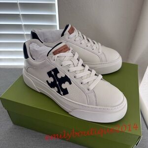 NIB Tory Burch Size 8 Signature Color Block Platform Leather Sneaker Shoes